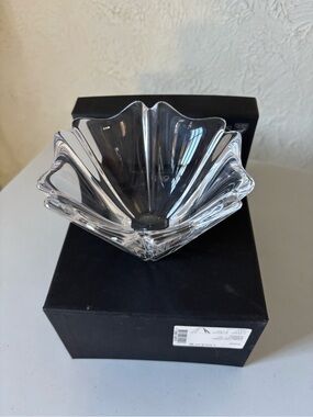 Orrefors Clear Crystal Shell Bowl - Sculptural Glass Decorative Bowl